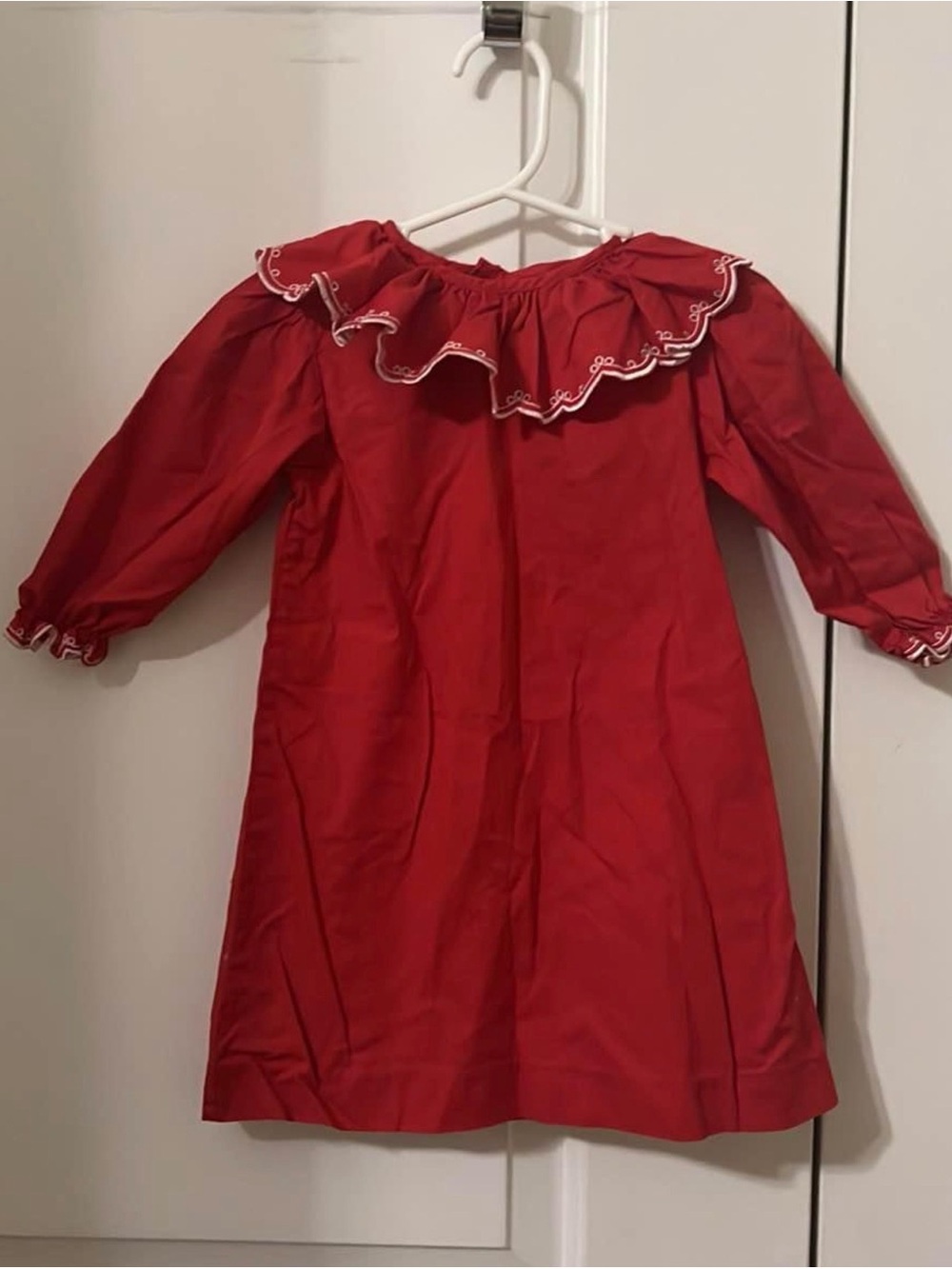 Girls Red Ruffled Collar Dress 18m